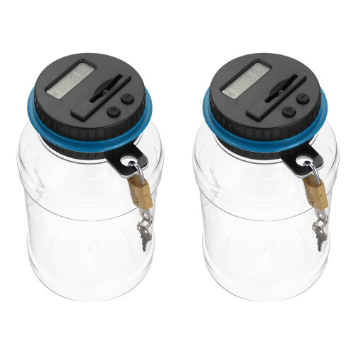 2Pcs Frasco De Poupança Com Display Digital E Contagem De Moedas 1