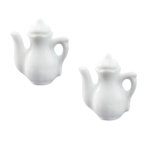 2 Unidades Mini Chaleiras Cerâmica para Casa de Bonecas