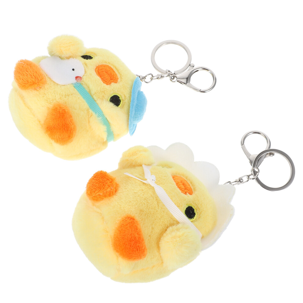 10 Sztuk Kolorowe Kluczyki W KształCie Kurczaczka Pluszowa Zawieszka-image