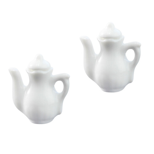 2 Unidades Mini Chaleiras Cerâmica para Casa de Bonecas 1