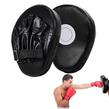 Leather 5Finger Hand Target Breathable Curved Batting Gloves Focus Gloves Curved Boxing Hand Target for Martial Arts Training Black Ref: 5167