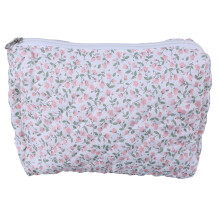 Flower Print Makeup Bag Quilted Organizer Portable Storage-M