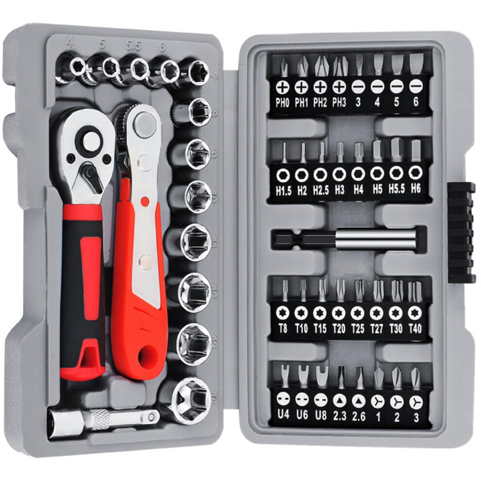 48Piece Ratchet Socket Set, 1/4Inch Socket Screwdriver Bit Set, Household Hand, Car Repair Tool Set 9119770089908