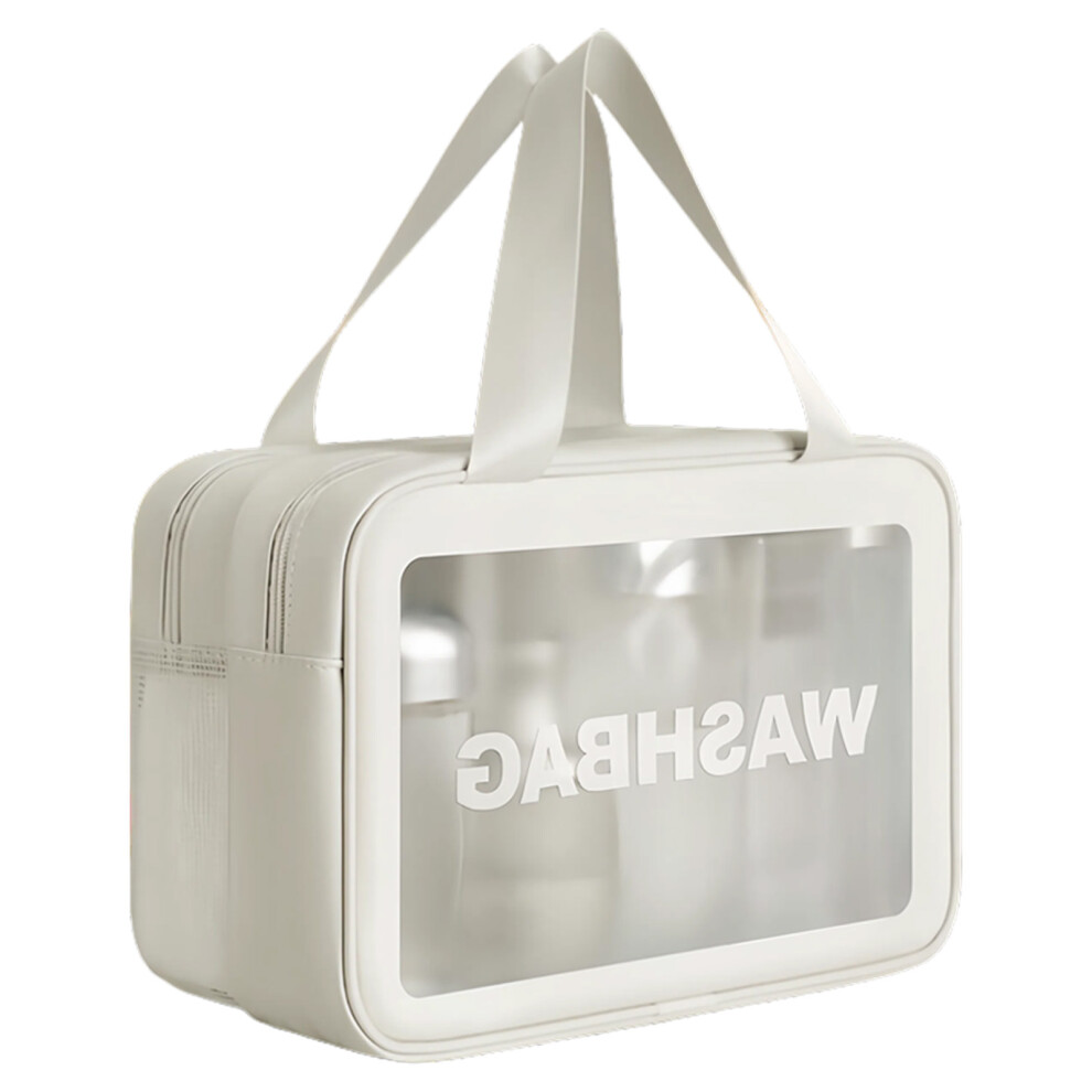 White Cosmetic Bag Large Capacity Toiletry Bag Makeup Bag- L