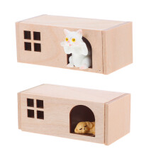 Miniaturhundehütte Mit Hund Und 1:12 Holz Puppenhaus Garten Deko