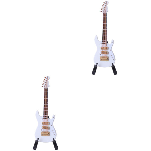 2 Sztuki Mini Elektryczna Gitara Model, 10 Cm, Biały, Z Pudełkiem 2