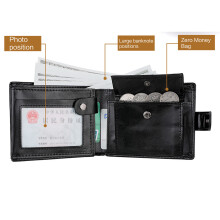 High Capacity Vintage Leather Short Wallet for Men Multiple Card Slot Coin Purse Brown