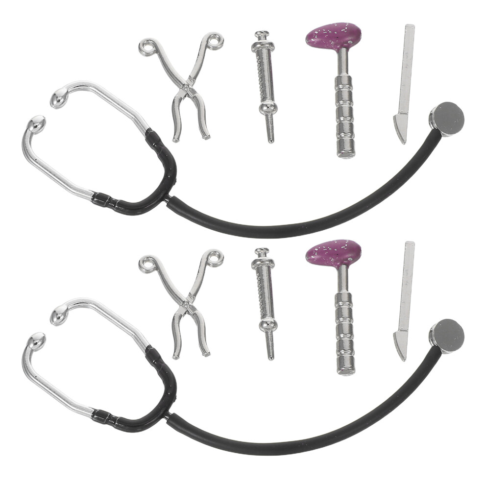 2 Zestawy Miniaturowego Stetoskopu Dla Lalek | Akcesoria Gry Lekarza-image