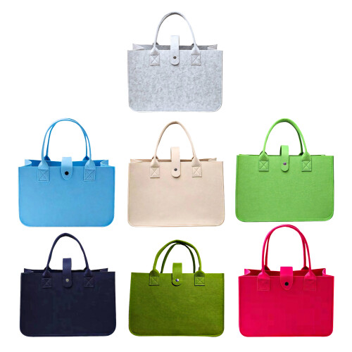 Modern Felt Bag Roomy Interior Foldable Storage Bags-Navy blue 1