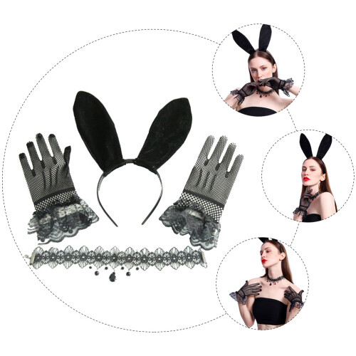 Conjunto De Luvas De , Faixa Orelhas Coelho, Presilha, 2