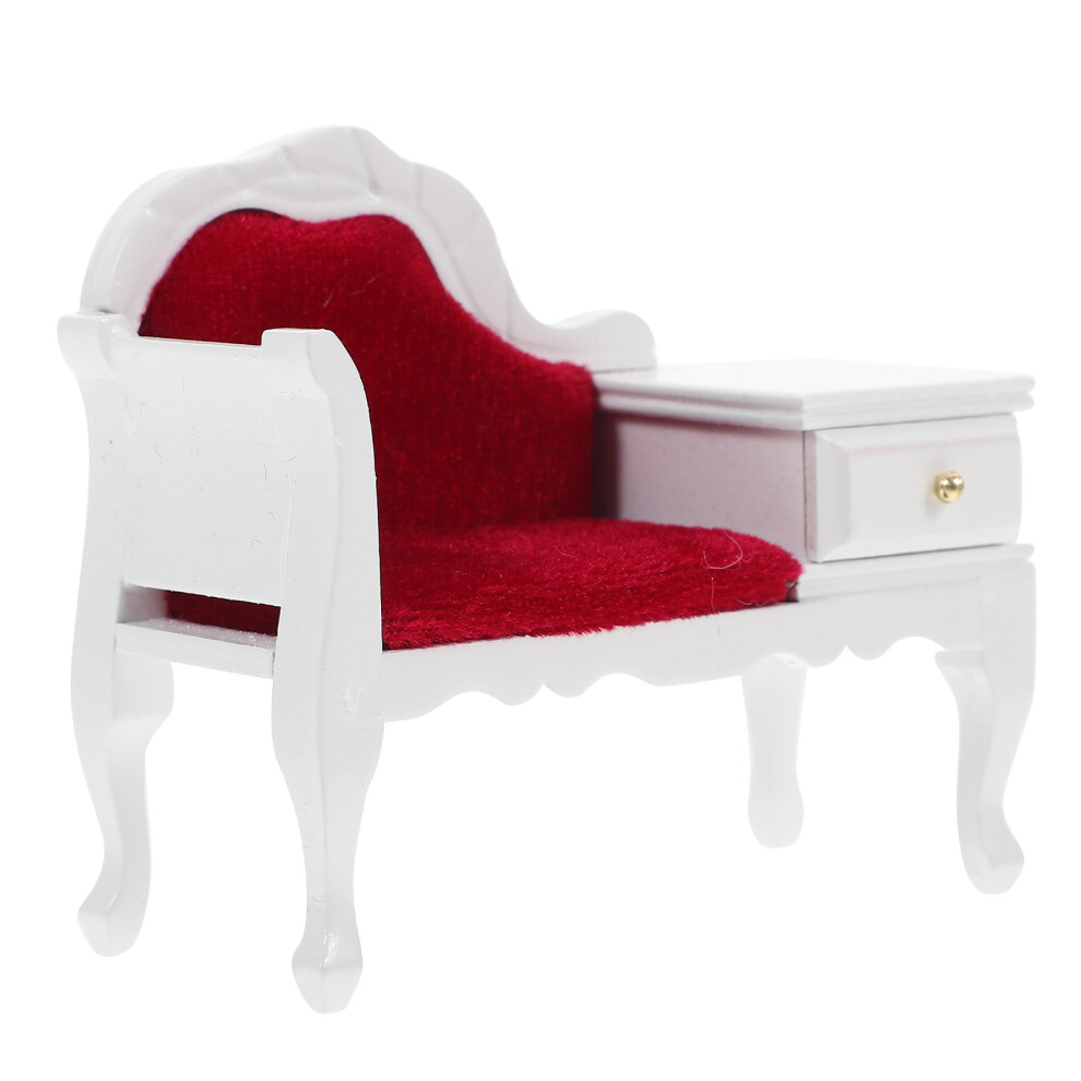 Photos - Other Toys 2Pcs Miniature Wooden Sofa Chair With Drawer For Doll House