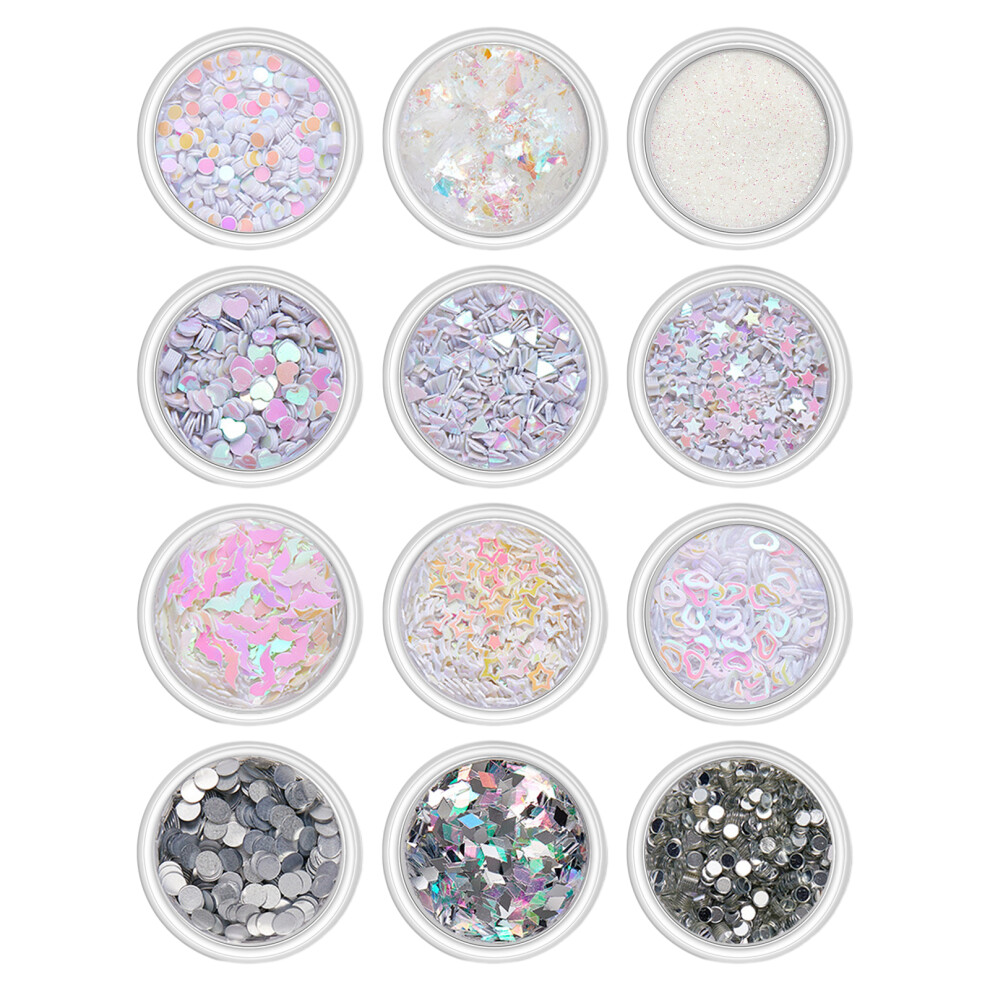 12Box 3D Nail Charms Acrylic Flowers Butterfly Bear Set-12Y088