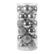 Pack of 24 Christmas Baubles, Ornaments for Tree, House, Indoor, Outdoor Decoration, Hanging Balls, 6 cm, Red Ref: 8354