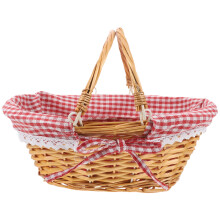 Wicker Picknickkorb Mit Doppelten Klappgriffen Für Wein, , Spielzeug