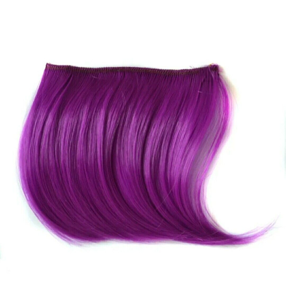 Clip In Hair Extensions Short Side Sweep Fringe Rainbow Colourful Bang Purple Synthetic And Human Hair Options