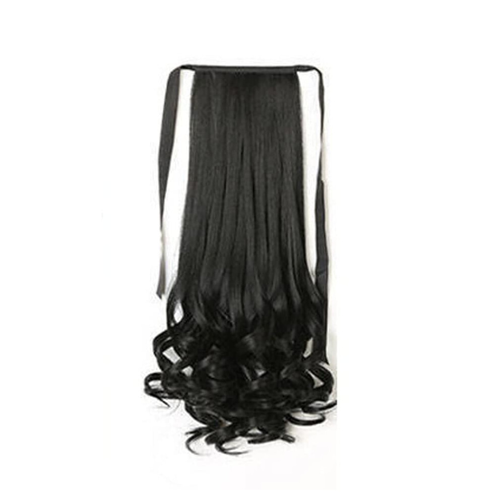 Unisex Black Hair Extension Ponytail Clipin 14 Inch For Party Wedding Cosplay