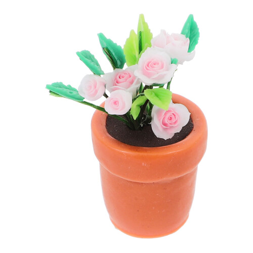 2 Unidades Bonsai Rosa Para Casa Bonecas, Artificial