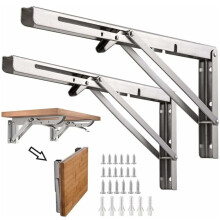 Heavy Duty Stainless Steel Brackets, Collapsible Wall Mounted Shelf Supports, Flexible Design for Home and Commercial Spaces, Set of 2, 12in/300mm, Re