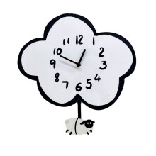Slinger Wandklok Cartoon Stijlen Wolk Vorm Schapen Schommel Muur