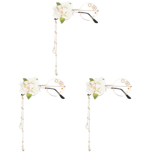 3Pcs Acessórios Para Óculos Lolita Steampunk Com Engrenagem 1