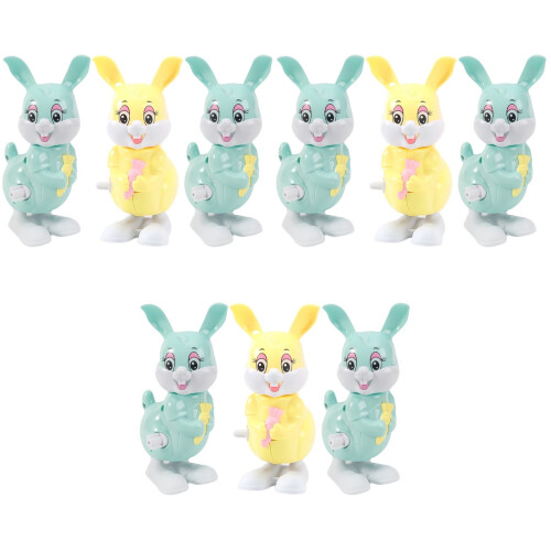 9Pcs Kids Wind-Up Rabbit Toys Plastic Clockwork Assorted 2