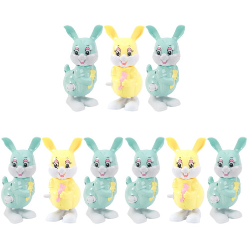 9Pcs Kids Wind-Up Rabbit Toys Plastic Clockwork Assorted 1