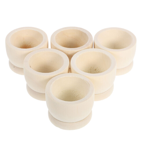 30 Pcs Easter Egg Wooden Saucer Cup Decorative Holder