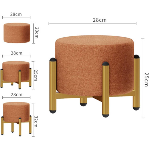 Triple HeightAdjustable Sofa Stool, Stackable Round Living Room Stool (Orange, 28x25cm) 1