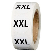 Veelzijdige kledingmaatstickers, ronde zelfklevende labels van 2,5 cm voor kleding, zelfklevende kledingmaatstickers, milieuvriendelijke inkt