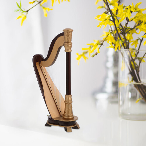 1 Conjunto Mini Harpa Enfeite Instrumento Presente 1