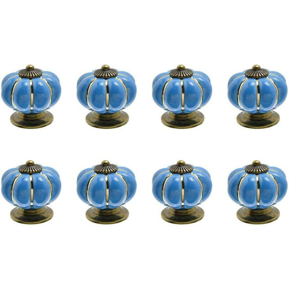 Ceramic Pumpkin Drawer Pulls, 8Pcs Sturdy Handles For Closet, Glossy Smooth Surface Vintage Knobs For Cabinets 9554910060551