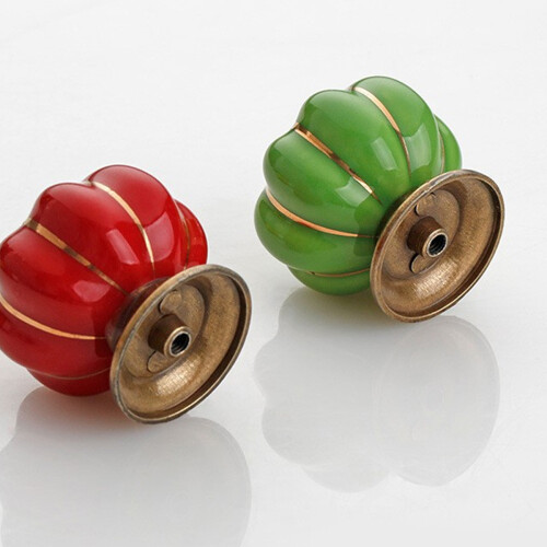Ceramic Pumpkin Drawer Pulls, 8pcs Sturdy Handles for Closet, Glossy Smooth Surface Vintage Knobs for Cabinets 1