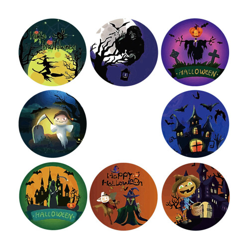 Αυτοκόλλητα Halloween για παιδιά, Αυτοκόλλητα σφράγισης Halloween, στρογγυλό ρολό 2