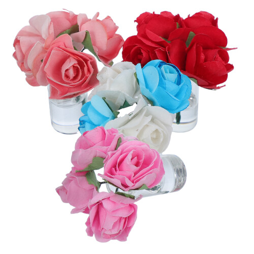 4Stk Mini Blumenvase Mit Kunstblumen Für DIY Feengarten