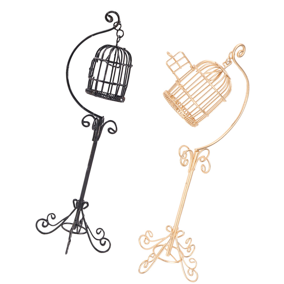 Photos - Other Toys 2Pcs Miniature Metal Birdcage For Dollhouse 1:12 Scale Garden Decor