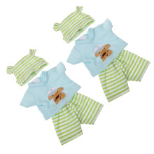 2 Set Baby Doll Clothes: 10 Inch Cotton Striped Outfits With Hat