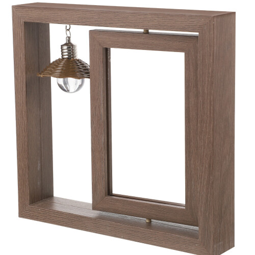 3Pcs Double Sided Rotating Wood Picture Frame With Lamp