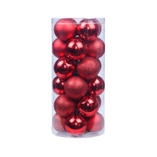 Pack of 24 Christmas Baubles, Ornaments for Tree, House, Indoor, Outdoor Decoration, Hanging Balls, 6 cm, Red Ref: 6786
