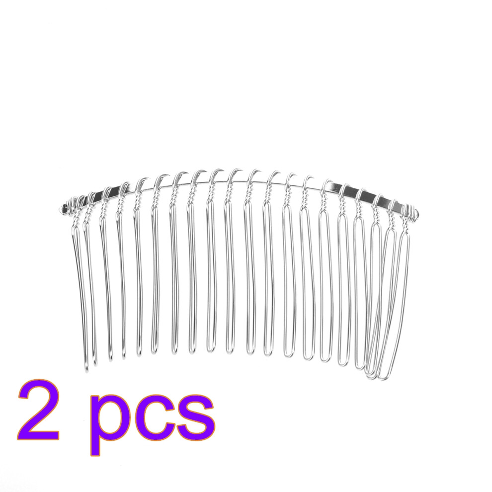 Ohphcall Unisex Silver 6 .8Cm 20 Teeth Metal Wire Hair Clip Combs For Bridal Veil