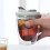 Double layer insulated high borosilicate glass cup-Blue 3