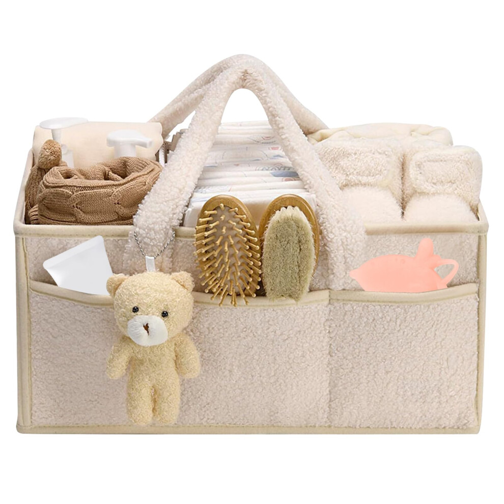 Diaper Caddy With Bear Charm Double Velcro Closure Portable Organizer (B)