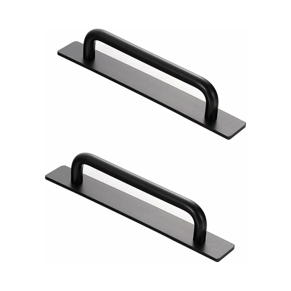 Adhesive Furniture Handles For Cabinets Drawers, Self-Stick Instant Cabinet Drawer Pulls Easy Install, 2 Pack Black Aluminum Alloy With Smooth Texture 9554910063507