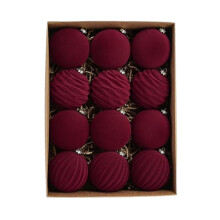 Velvet Christmas Baubles for Trees, Hanging Ornaments, Red/Green Flocked, Christmas Decoration for Holidays Red Ref: 3487