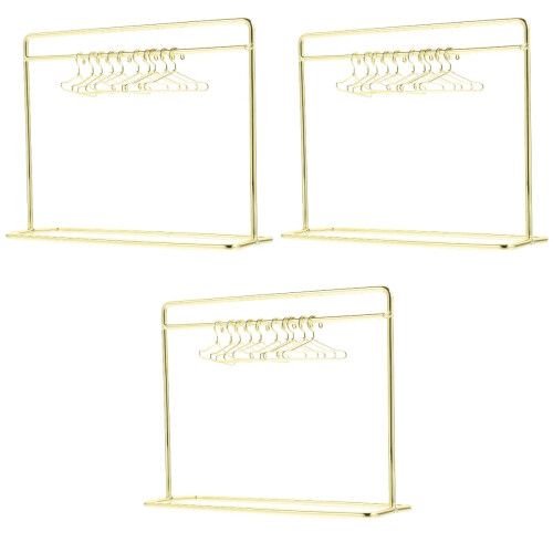 3 Sets Doll Apparel Hanger Miniature Cloth Rack 2