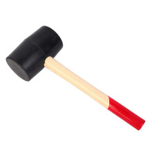 Rubber Hammer With Wooden Handle Black Finish Installation And Renovation Tool Floor Beating Hammer