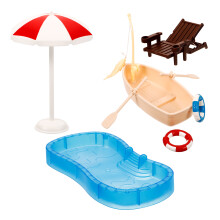 4 Conjuntos De Mini Piscina, Casa, Cadeira Praia E