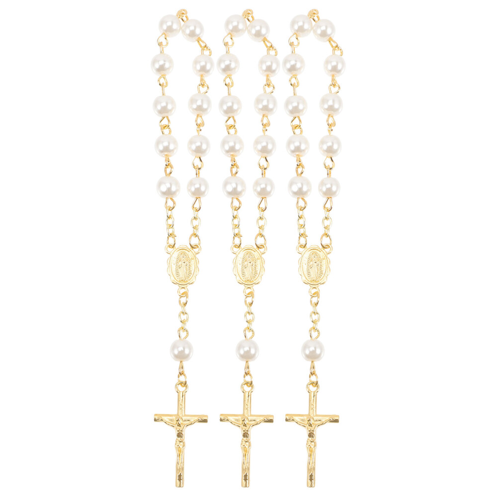 15 Pcs Baptism Rosary Beads Faux Pearls Christening Favors Totority