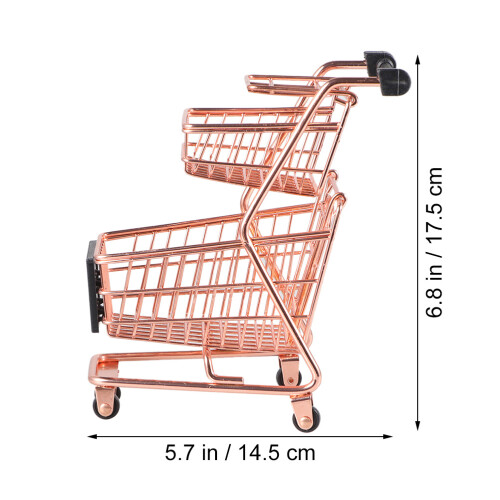 2Pcs Mini Shopping Cart Double-Layer Toy Trolley 1