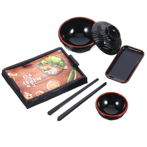3 Conjuntos De Tigelas Com Chopsticks Para Casa De Bonecas 1