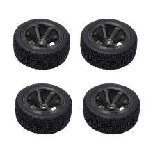 RC-dekk med sklisikring, gummidekk med utmerket demping, RC-bildekk, plastnav, på vei, touringbilhjul med høyt grep, enkel montering